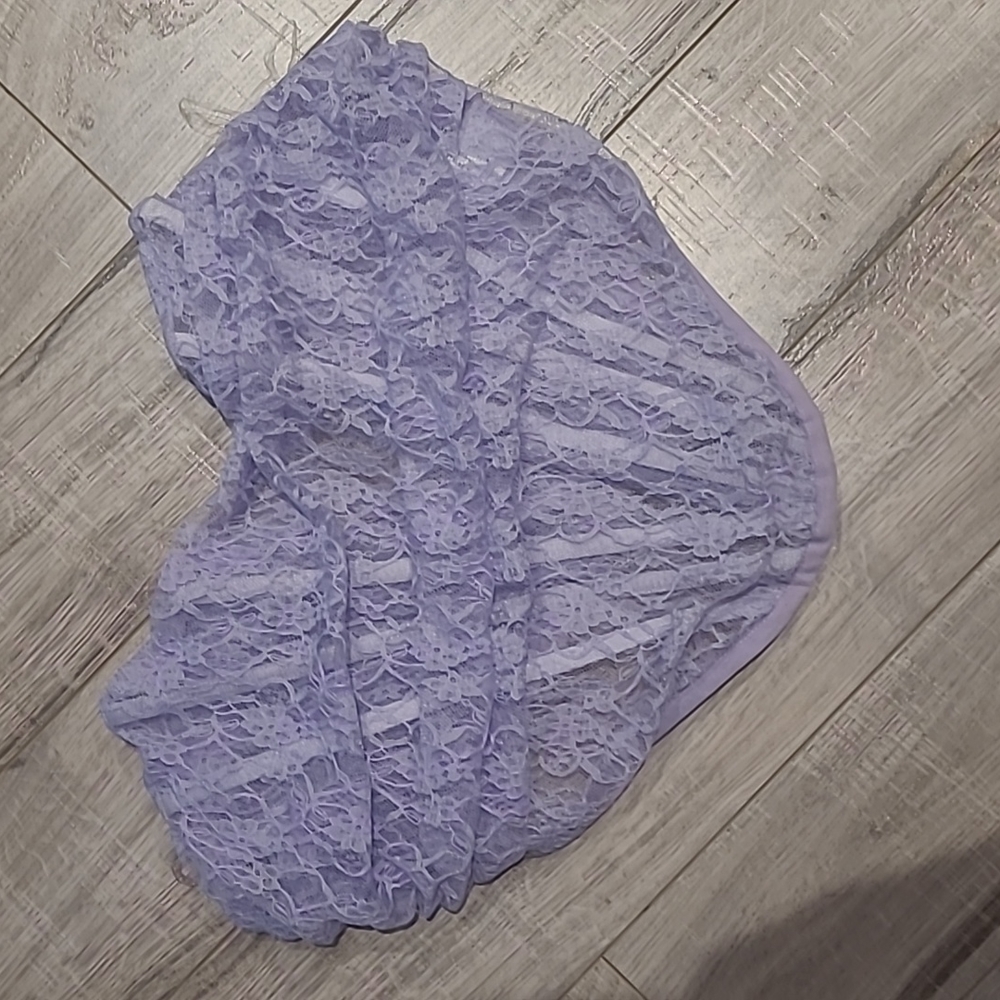 Lavender lace strapless corset